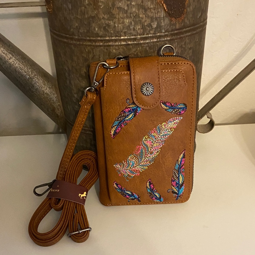 Montana West brand new embroidered phone crossbody purse
